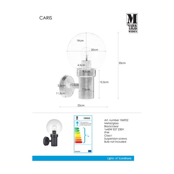 Črna stenska svetilka Markslöjd Caris-image-2
