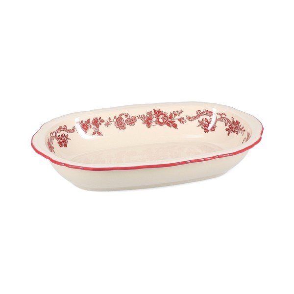 Bordo rdeč/slonokoščen servirni porcelanast krožnik Cyril – S|P Collection