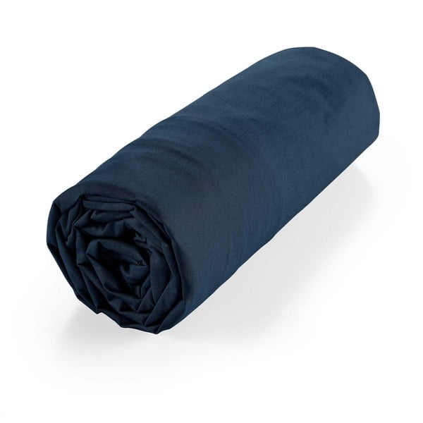 Temno modra napenjalna rjuha iz organskega bombaža 90x190 cm Biolina – douceur d'intérieur-image-4