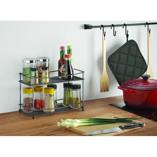 Črno dvostopenjsko stojalo za začimbe Metaltex Lava-image-1
