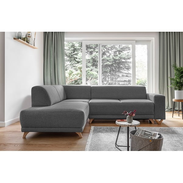 Siva raztegljiva/s prostorom za shranjevanje kotna sedežna garnitura (levi kot/v obliki črke L) Classy Sophie – Miuform-image-1