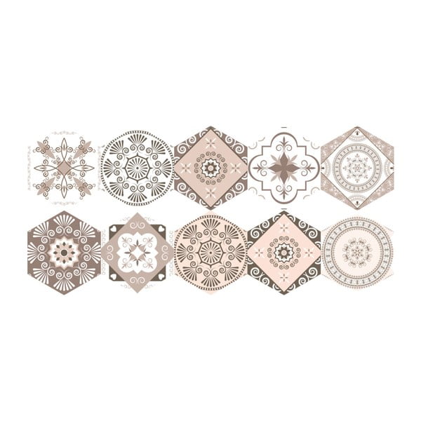 Komplet 10 talnih nalepk Ambiance Floor Stickers Hexagons Cornalina, 40 x 90 cm
