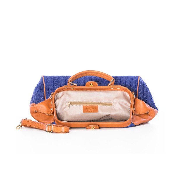 Usnjena torbica Federica Bassi Braid Blue-image-1