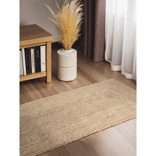 Obojestranski ročno tkan tekač iz jute v svetli naravni barvi 80x200 cm Sharmila Natural White – Hanse Home-image-1