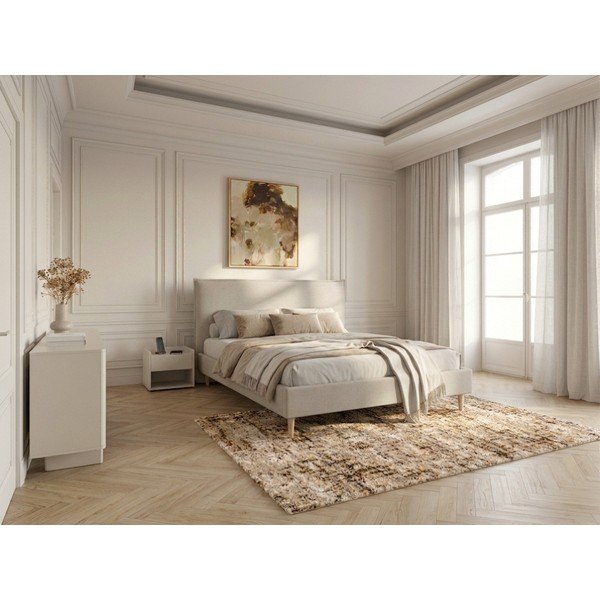 Bež zakonska postelja Bobochic Paris Sary Dark, 180 x 200 cm-image-1