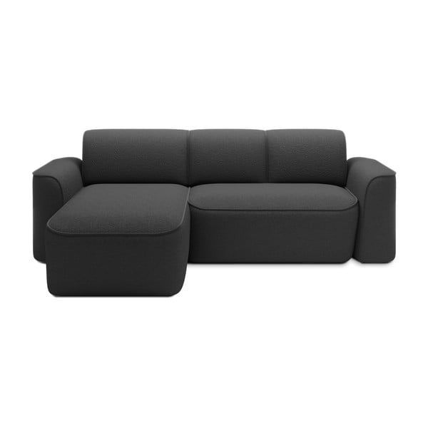 Antracitno siva kotna sedežna garnitura iz tkanine bouclé (levi kot/z ležalnikom) Ume – ELTAP