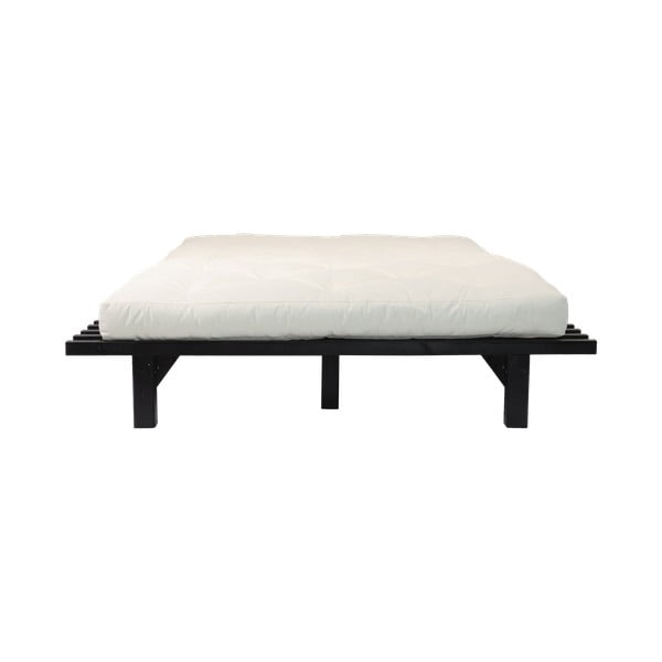 Dvoulůžková postel z borovicového dřeva s matrací Karup Design Blues Double Latex Black/Natural, 180 x 200 cm