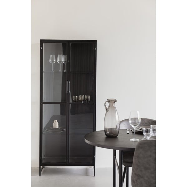 Črna kovinska vitrina 70x170x35 cm Rob – White Label-image-1
