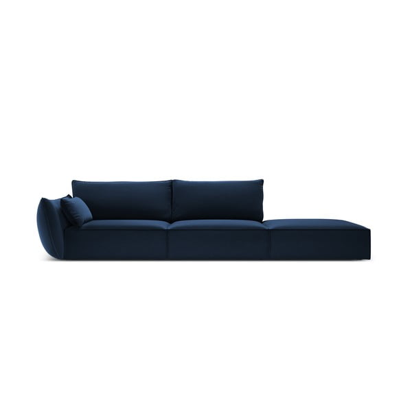 Temno modra žametna sedežna garnitura levi kot 264 cm Vanda – Mazzini Sofas