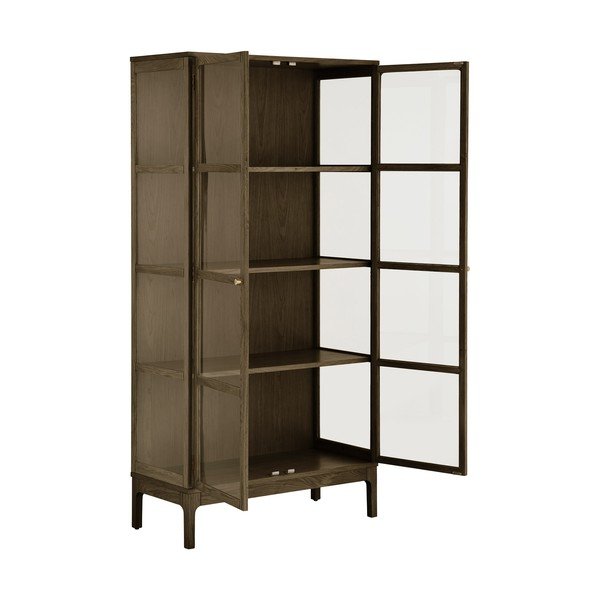 Temno rjava vitrina v hrastovem dekorju 90x180x40 cm Zamora – House Nordic-image-4