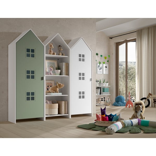 Bela/zelena odprta otroška garderobna omara 173x171,5 cm CASAMI BRUGES – Vipack-image-1