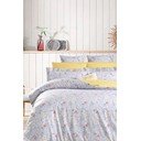 Rumena/siva 4-delna podaljšana posteljnina za zakonsko posteljo iz renforce bombaža z rjuho 200x220 cm – Mila Home