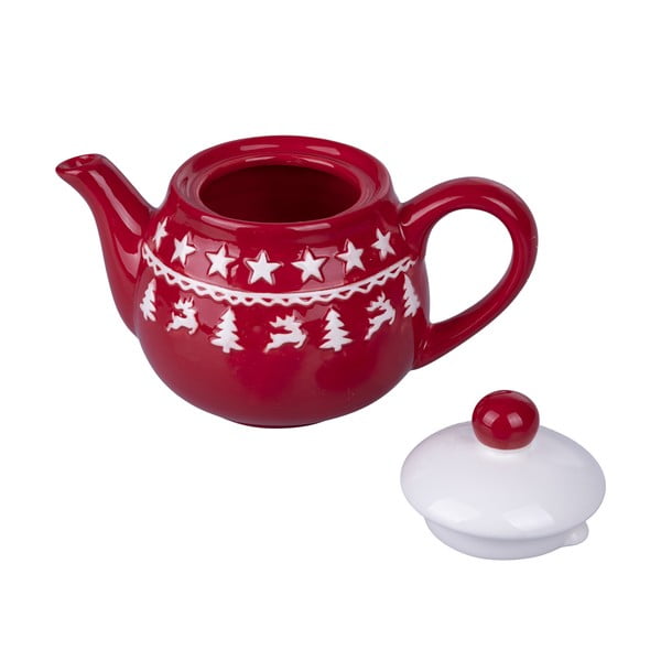 Rdeče-beli božični keramični čajnik 520 ml Xmas - VDE Tivoli 1996