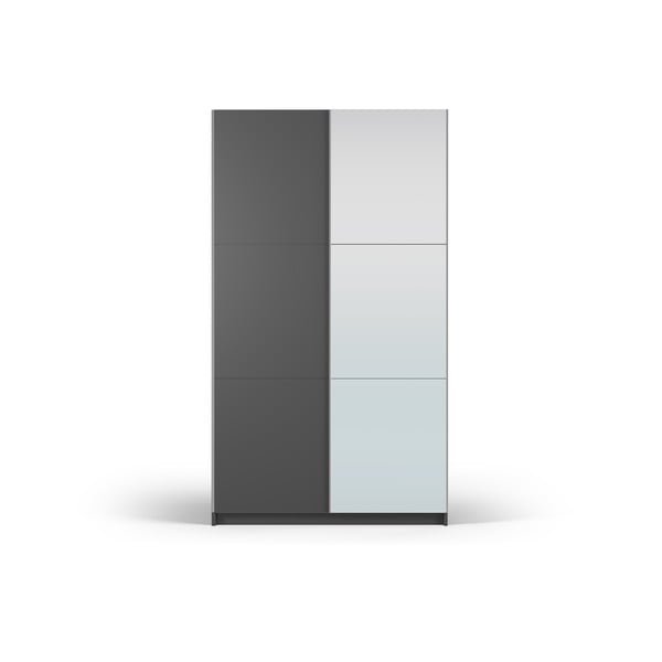 Temno siva omara z ogledalom in drsnimi vrati 122x215 cm Lisburn - Cosmopolitan Design
