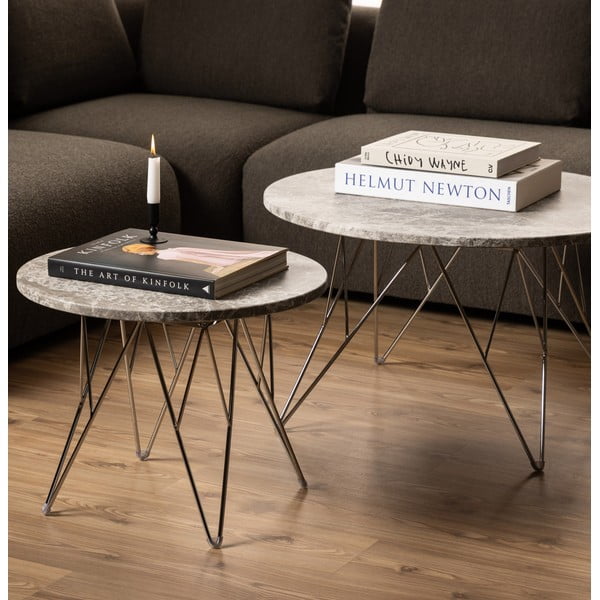 Marmorna okrogla stranska mizica ø 55 cm Prunus – Actona-image-1