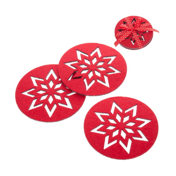 Komplet 4 rdečih božičnih podstavkov Unimasa Snowflake