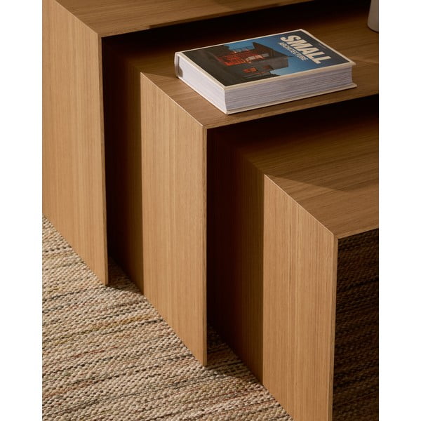 Stranske mizice v hrastovem dekorju v kompletu 3 ks 40x60 cm Litto – Kave Home-image-3