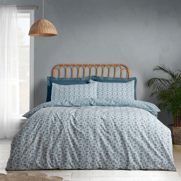 Modra posteljnina za zakonsko posteljo 200x200 cm Sardinia Mosaic Tile – Catherine Lansfield
