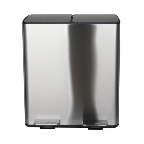 Jeklen koš za smeti za ločevanje odpadkov v mat srebrni barvi s pedalom 2x20 l Aliya – Spirella-image-2