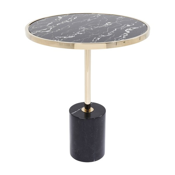 Črna stranska mizica z zlatim podnožjem Kare Design San Remo Base, ø 46 cm
