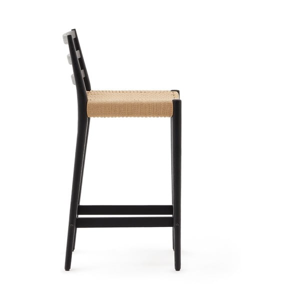 Črn barski stol iz masivnega hrasta (višina sedeža 70 cm) Analy – Kave Home-image-3