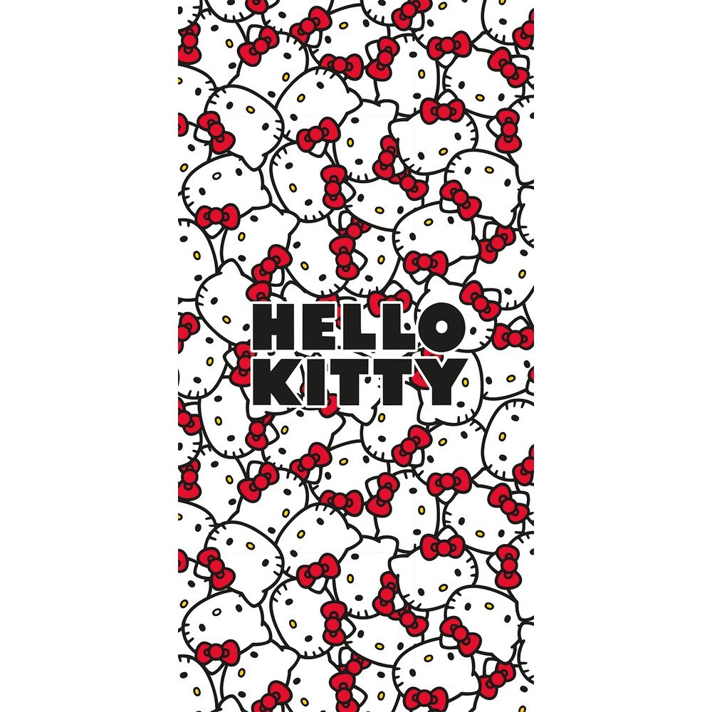 Rdeča/bela bombažna otroška brisača 70x140 cm Hello Kitty