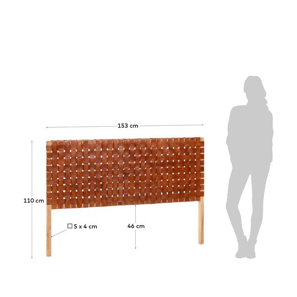 Vzglavje iz tikovine in usnja Kave Home Calixta, 153 x 110 cm-image-4