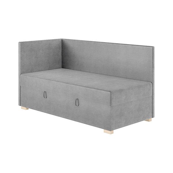Siva kotna otroška postelja s prostorom za shranjevanje z vzmetnico 90x200 cm Flexi – Ghado-image-3