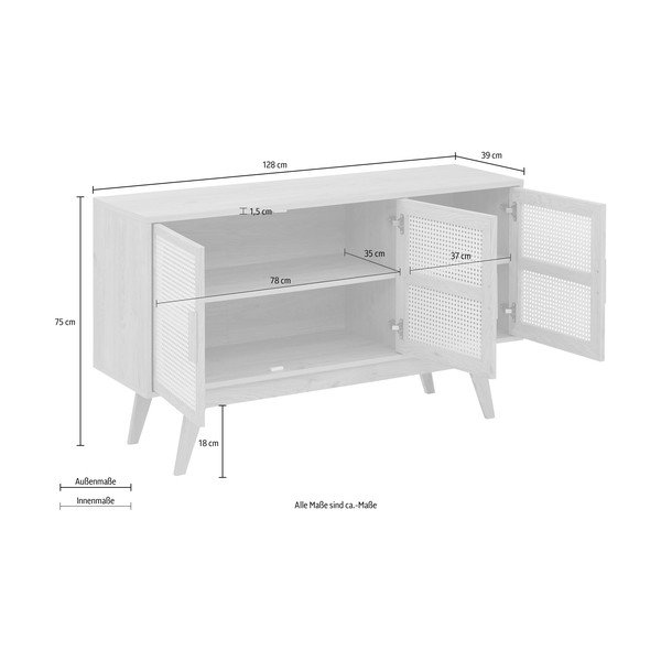 Nizka komoda v hrastovem dekorju 128x75 cm Bridget – Støraa-image-4