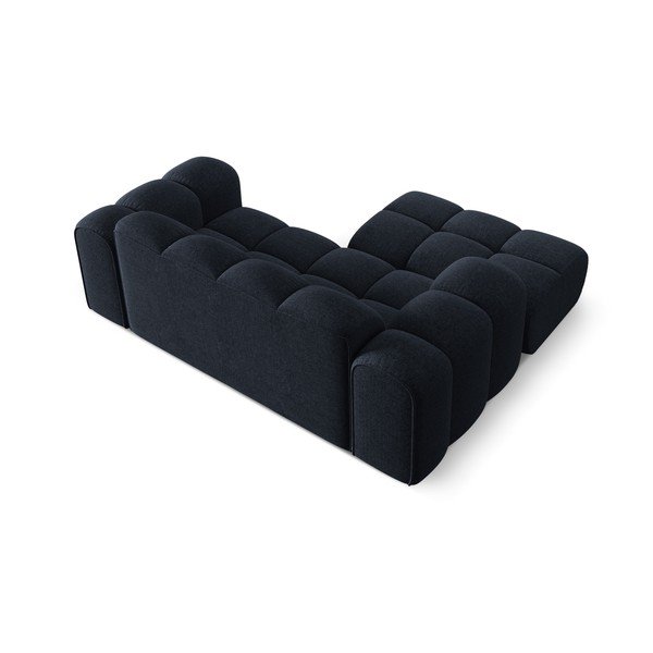 Temno modra kotna sedežna garnitura iz šenilje (levi kot/z ležalnikom) Treno – Cosmopolitan Design-image-3