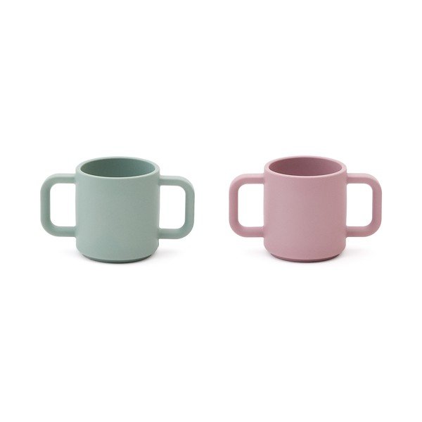 Svetlo rožnate/turkizne silikonske otroške skodelice v kompletu 2 ks Lili – Kave Home