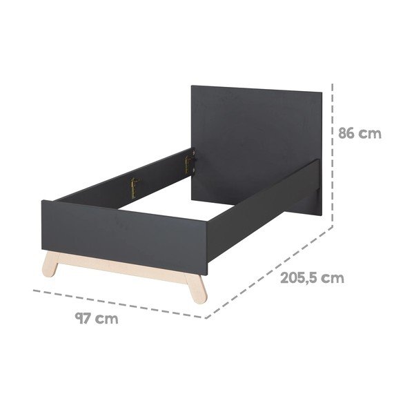 Črna otroška postelja 90x200 cm Jara – Roba-image-3