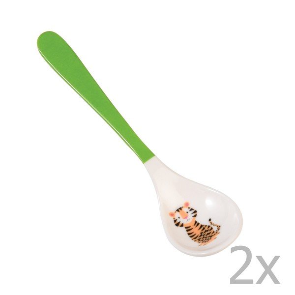 Komplet 2 zelenih otroških žličk Rex London Jim The Tiger