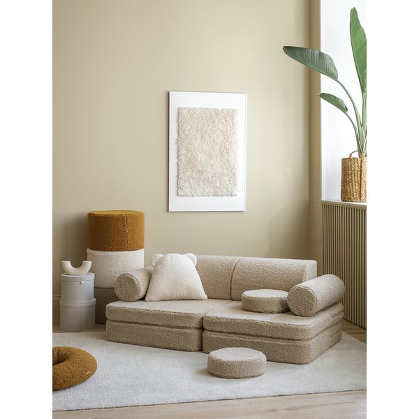 Svetlo rjava otroška sedežna garnitura iz tkanine bouclé 132 cm Settee – Wigiwama-image-3