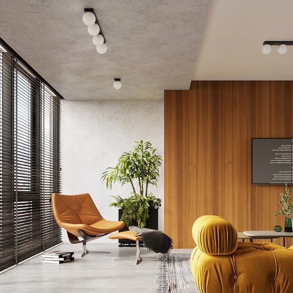 Črna stropna svetilka s steklenim senčnikom ø 12 cm Umerta – Sollux-image-1