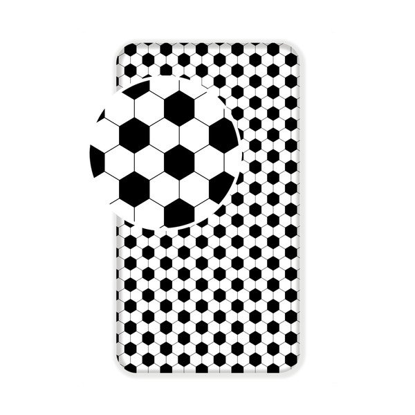 Črno-bela napenjalna enojna bombažna otroška rjuha 90x200 cm Football – Jerry Fabrics