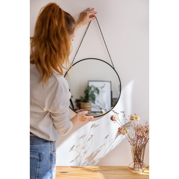 Črno stensko ogledalo Bonami Essentials Moira, ø 40 cm-image-3