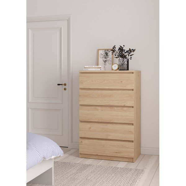 Komoda v hrastovem dekorju v naravni barvi 77x121x50 cm Naia – Tvilum-image-1