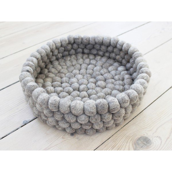 Peščeno rjava košara za shranjevanje iz volnenih kroglic Wooldot Ball Basket, ⌀ 28 cm