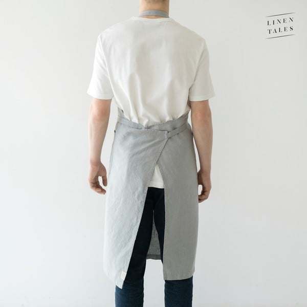 Svetlo siv lanen predpasnik Linen Tales Chef, dolžina 100 cm-image-2