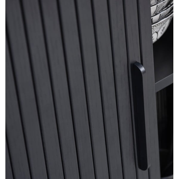 Črna TV omarica v hrastovem dekorju 120x56 cm Nola – Unique Furniture-image-3