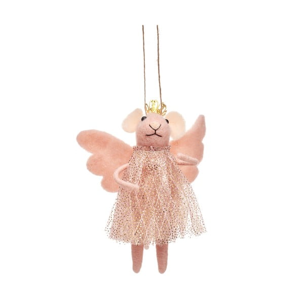 Tekstilni okrasek za jelko 13 cm Pink Princess Fairy Mouse – Sass & Belle