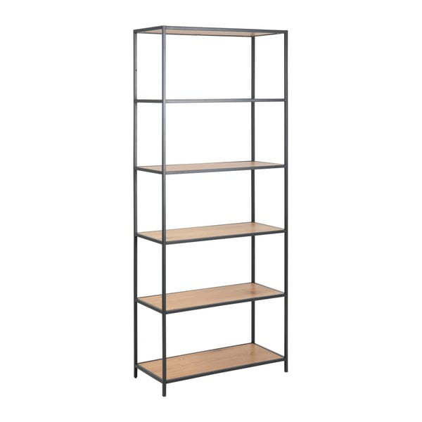 Črn regal v hrastovem dekorju 77x185 cm Seaford – Actona-image-1