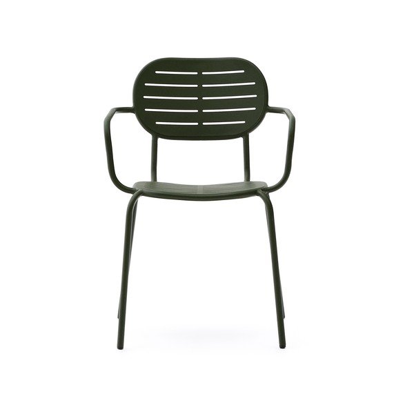 Temno zelen kovinski vrtni stol Brai – Kave Home-image-2