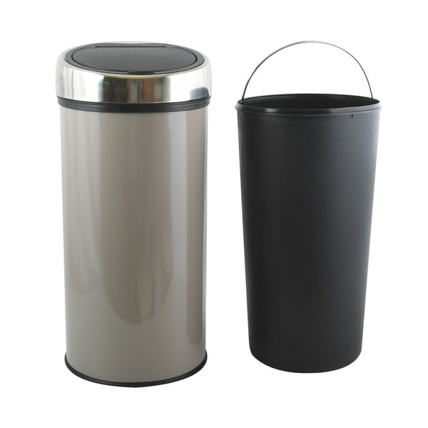 Sivorjav jeklen koš za smeti na dotik 30 l – MSV-image-2