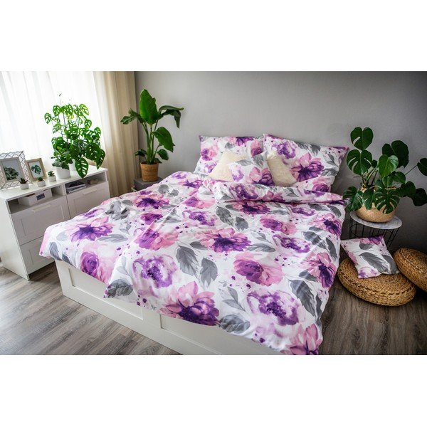 Vijolična posteljnina iz bombažnega satena Cotton House Penny, 140 x 200 cm-image-1