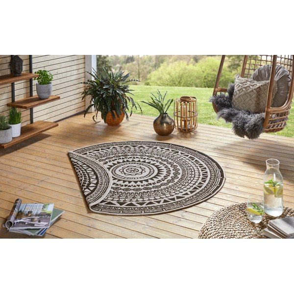 Črno-krem zunanja preproga NORTHRUGS Coron, ø 140 cm-image-3