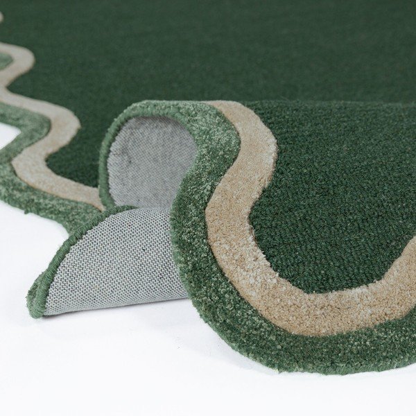 Temno zelena ročno tkana preproga iz mešanice volne 120x170 cm Rivo Wool – Flair Rugs-image-3