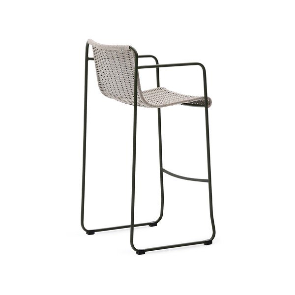 Prašno zelen kovinski vrtni barski stol Maurina – Kave Home-image-4