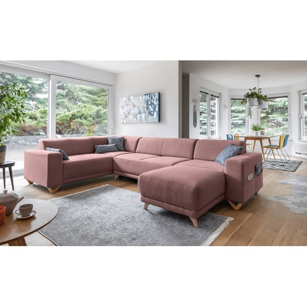 Rožnata raztegljiva/s prostorom za shranjevanje kotna sedežna garnitura (levi kot/v obliki črke "U") Classy Sophie – Miuform-image-3